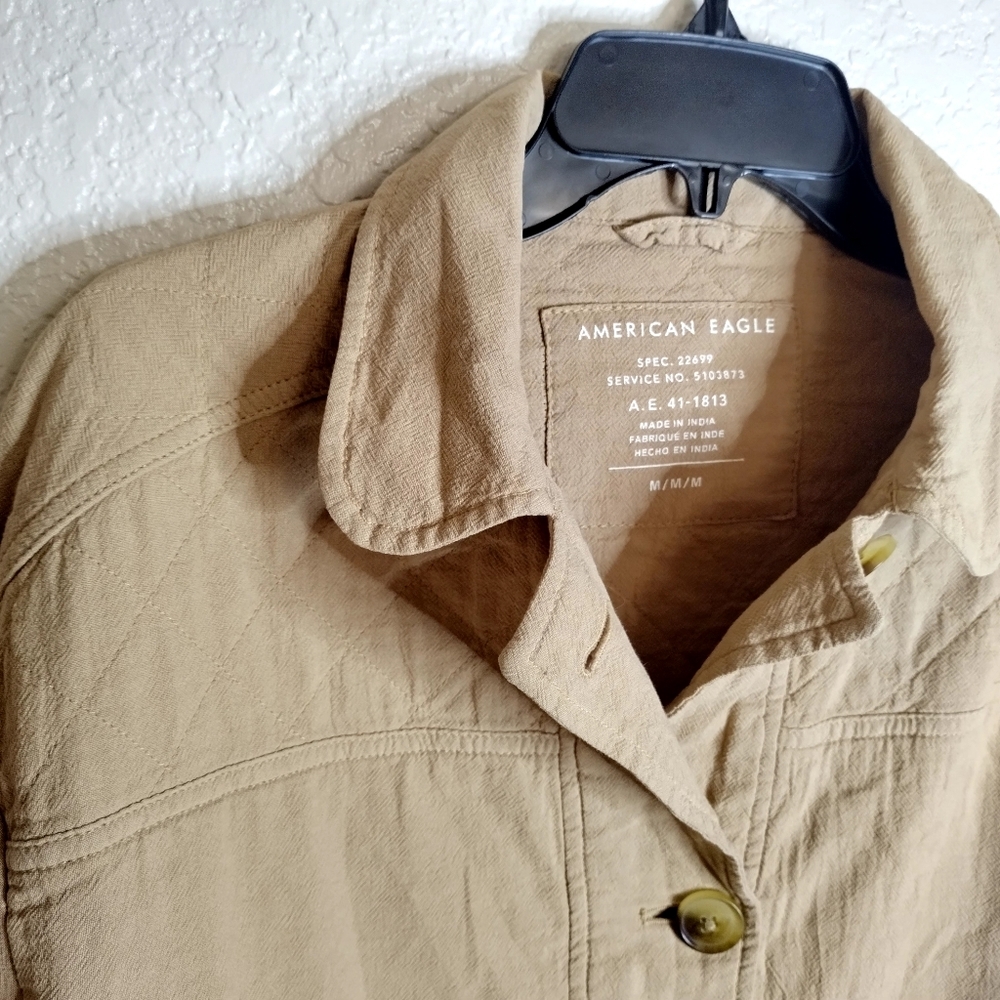 American Eagle Spec Button Down Drawstring Shaket… - image 3